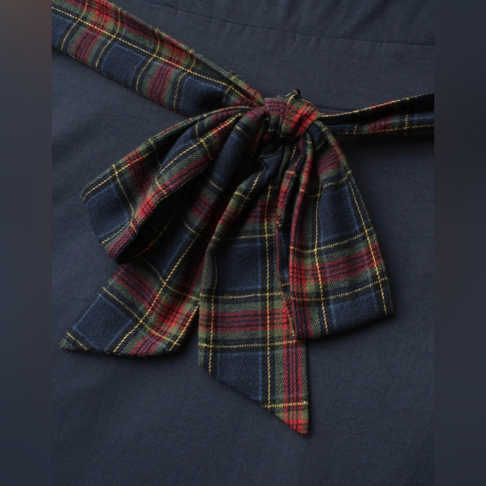 Bloomchic plaid belted cinched waist, long sleeve elastic ruffle wrist dress - Picture 6 of 11